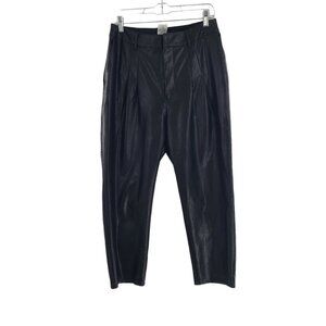 EXPRESS Womens Medium Black Faux Leather Pants Pleated Super High‎ Rise Ankle